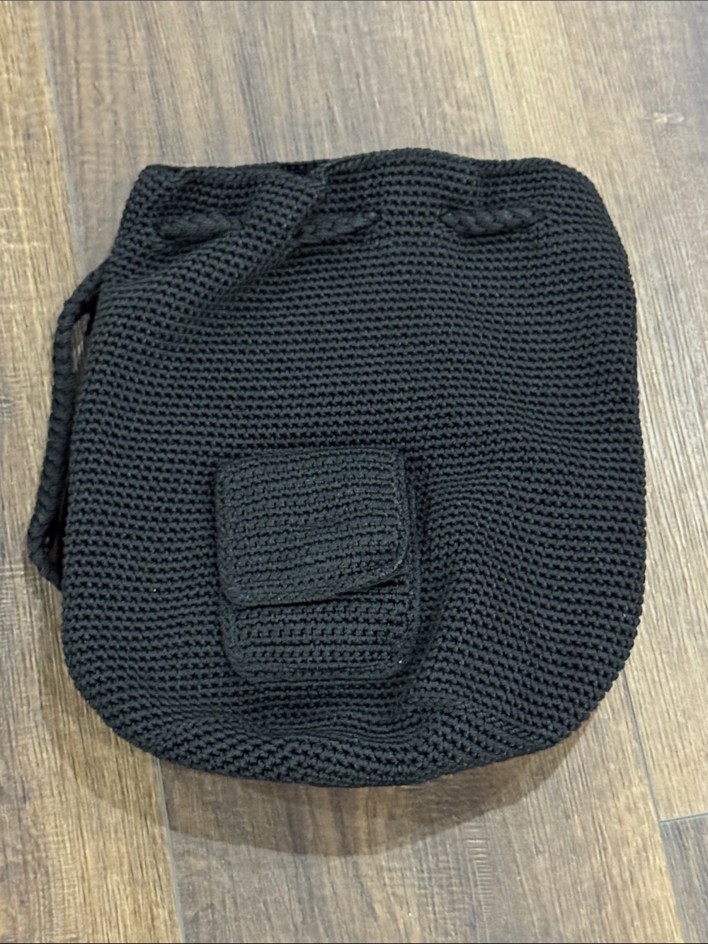 The Sak Black Knit Drawstring Bag purse